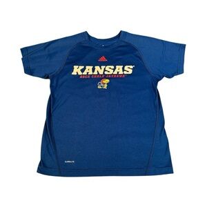 Adidas Kansas Basketball Rock Chalk Jayhawk Boys M 10/12 Short Sleeve Blue Shirt